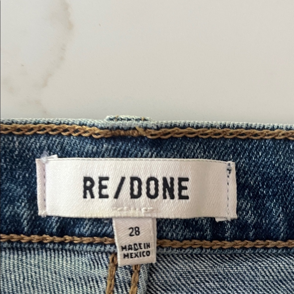 Re/Done 70s Stove Pipe High-Rise Straight Leg‎ Jeans in Western Blue Size 28 - Picture 3 of 11